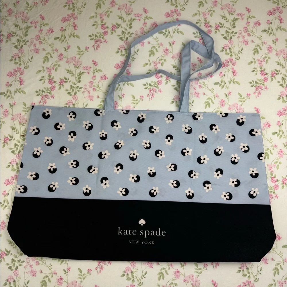 Kate Spade Large Polka Dot Reusable Floral‎ Shopping Tote Eco Friendly